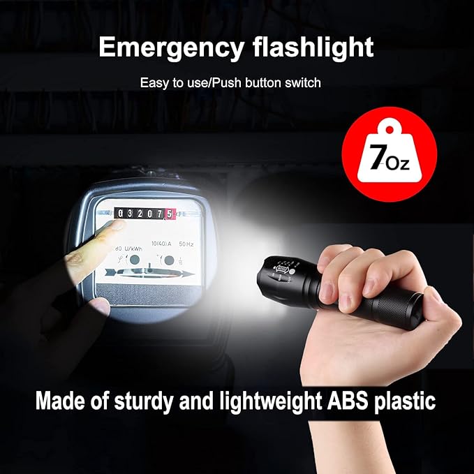 USB Rechargeable Flashlights, 8381 High Lumens Lights, 3 Modes, Zoomable & Waterproof Super Bright Flash Light for Camping, Hiking, Emergency Hurricane(5.1 in)