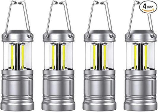 LED Camping Lantern Lights - 500 Lumens Collapsible Camping Lights - Power Outage Lantern Battery Powered for Emergency, Hurricane, Storms, 4 Pack