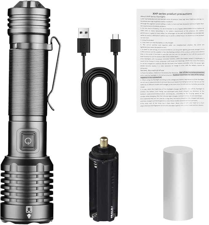 NAKCNM Rechargeable Flashlight High Lumens 2000, 5 Modes Small Powerful Super Bright Flashlights LED Strong Pocket Flash Light USB C with Clip for Home,Camping(2 Pack)