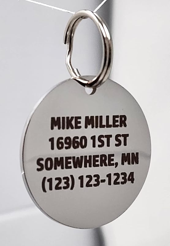 Dr. Fremont's Stainless Steel ID Dog Tags Engraved for Pets Personalized for Cat or Dog Collar Bold Font for Safety (Small, Round)