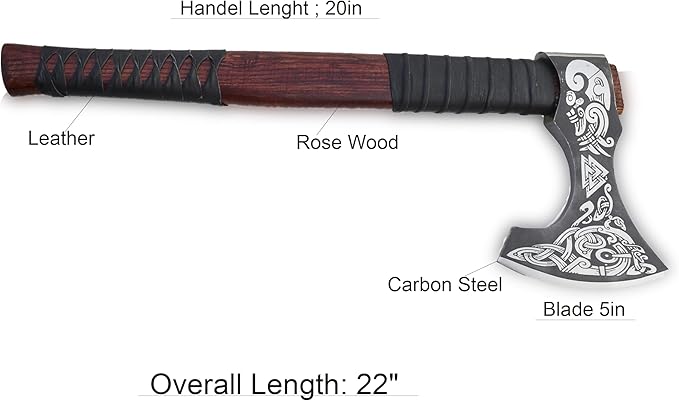 | Exquisite Handmade Viking Axe - Ideal for Collectors & Enthusiasts | Authentic, Artisan-Crafted | Medieval Styled Axe with Durable and Robust High Carbon Steel (GC-AX08)