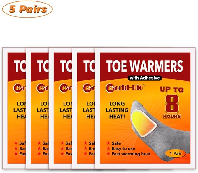 WORLD-BIO Disposable Insole Foot Warmers 7/10/16/40 Pairs Value Pack, Provide 12 Plus Hour Heating, Long Lasting Safe Natural Odorless Air Activated Warmer for Toe Hand Body, Hot Foot Warmers for Kids