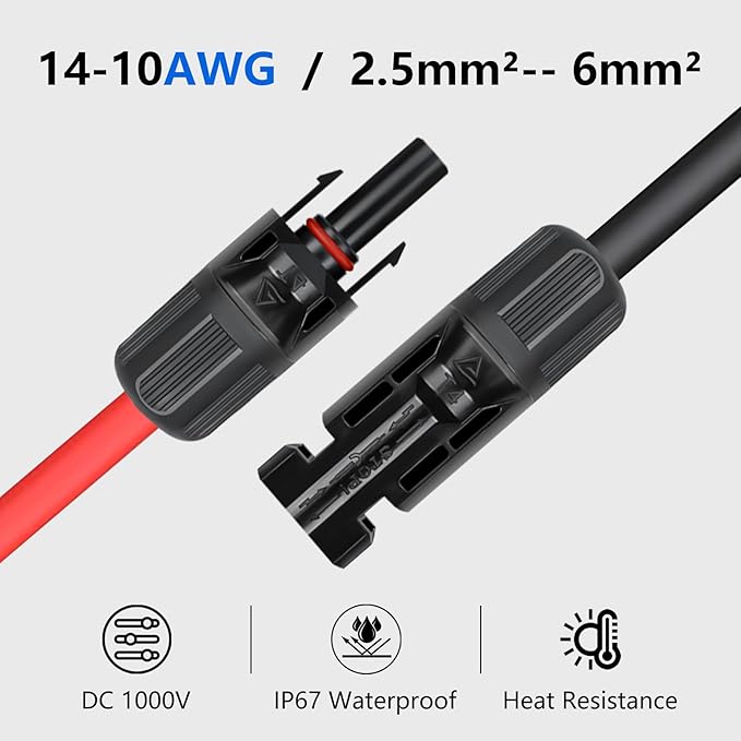 80PCS Solar Connectors, 40 Pairs IP67 Waterproof Solar Panel Connectors with 2 Spanners, Suitable for Solar Wire 14-10 awg.(Without Solar Crimper)