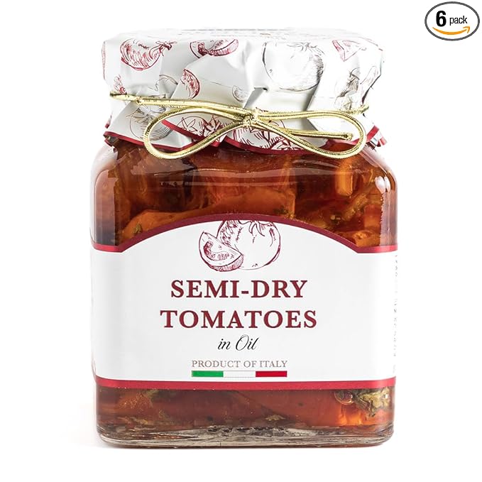 Giusto Sapore Antipasto, Semi-Dry Tomatoes in Oil - Non GMO Italian Premium Gourmet Brand - Imported from Italy and Family Owned - 10.23oz - 6 Pack