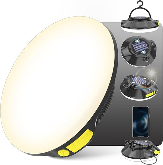 16000mAh 26000LM Solar Portable LED Camping Lantern, Rechargeable Light 150W with Magnet , Flashlight, IPX66 Waterproof Tent Lights Power Failure Emergency for Power Outages, Emergency, Tent, Outdoor