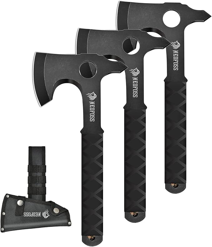 NedFoss Throwing Axe Set, 10.2'' Full Tang Throwing Hatchet with Sheath, Updated TPR Rubber Wrapped Handle, Perfect for Competition and Recreation