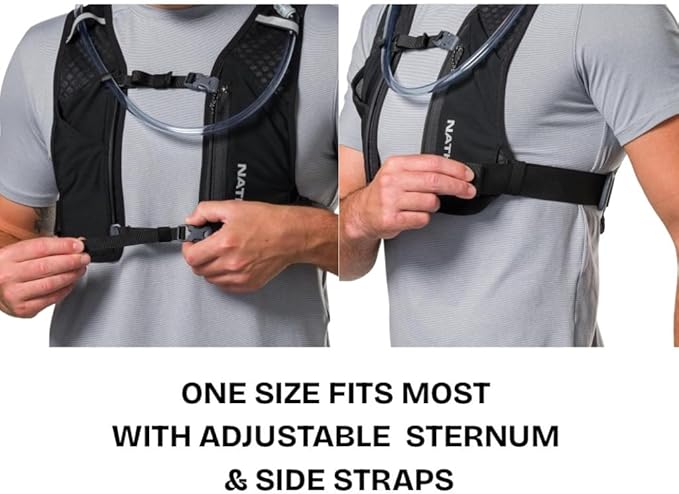 Nathan QuickStart 1.5L Hydration Pack Vest with Bladder or flasks, Storage Pockets, Breathable Moisture-Wicking Fabric, Adjustable Straps for Running, Hiking, Walking, Marathons, Obstacle Races