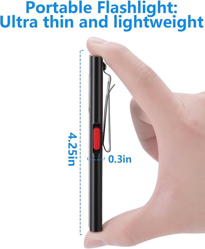 UFOND Flat Flashlight Rechargeable, 0.3 Inches Thin Mini Magnetic USB Work Light, Dual Lights 7 Modes with Pocket Clip,600 LM for Camping Hiking Mechanic Emergency, Waterproof Pocket Toollight