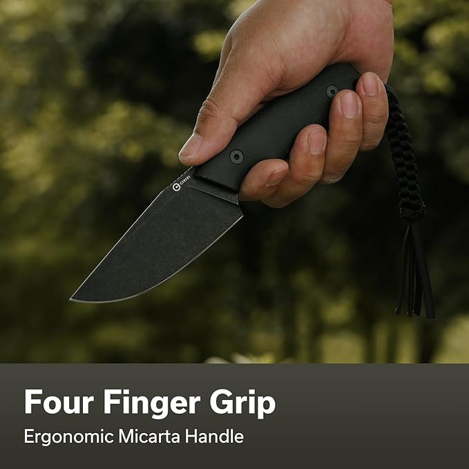 CIVIVI Gander Fixed Blade Knife with Kydex Sheath, 3.63" 14C28N Blade Full Tang Knife Micarta Handle, Designed By Matt Gentry for Hunting Camping EDC C24058B-2 (Black)
