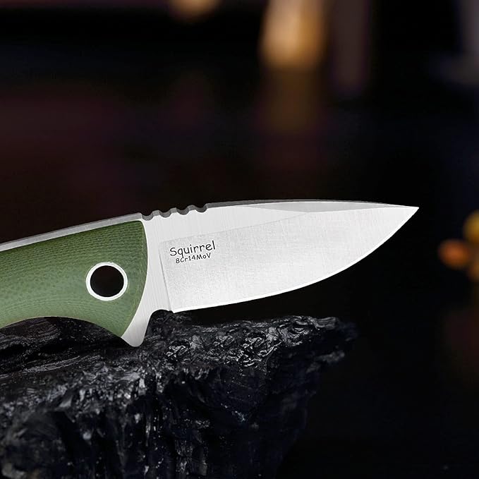 TONIFE Neck Knife Mini Outdoor Survival Fixed Blade Knife, EDC High Hardness Sharp Blade 1.7'' Portable Neck with Kydex Sheath and Ball Chain (army green)