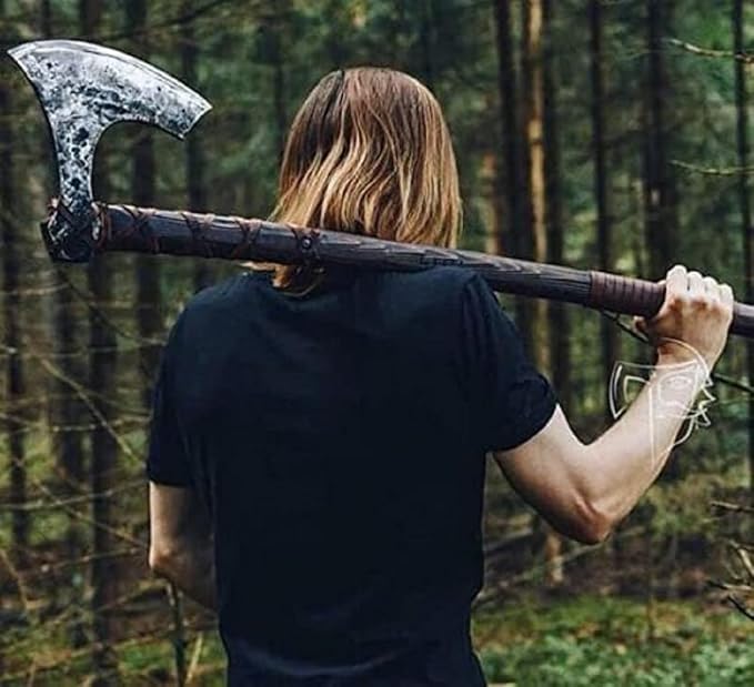 Forest Hunting |42”Two Handed Large Berserker Axe, Large Norse Axes,Scandinavian Style Viking Axe Double Headed ax, Real Battle ax, Wood Handle self Defense Weapons War Hatchet (Large Norse Axe)
