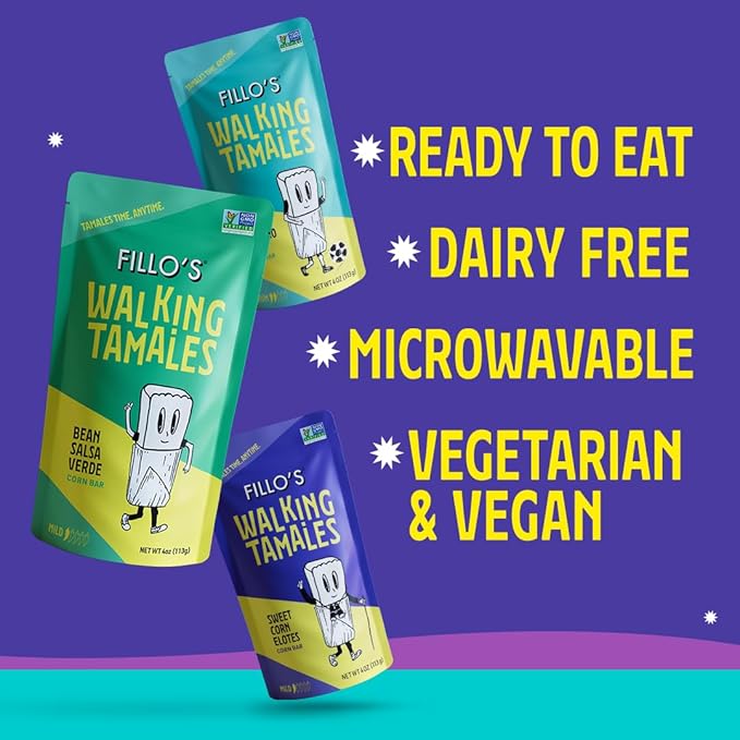 Fillos Walking Tamales Mild, Savory Ready To Eat Meals, Microwaveable Meal, Gluten Free and Preservative Free 7 Pack with Mild Tamales Lunchables