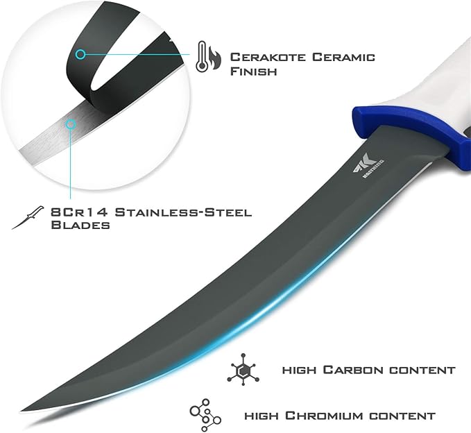 KastKing Spartacus Fillet Knife, Boning and Food Prep Knife, Razor Sharp 8Cr14 Stainless Steel Blade, 9 inch Strong Fishing Knife