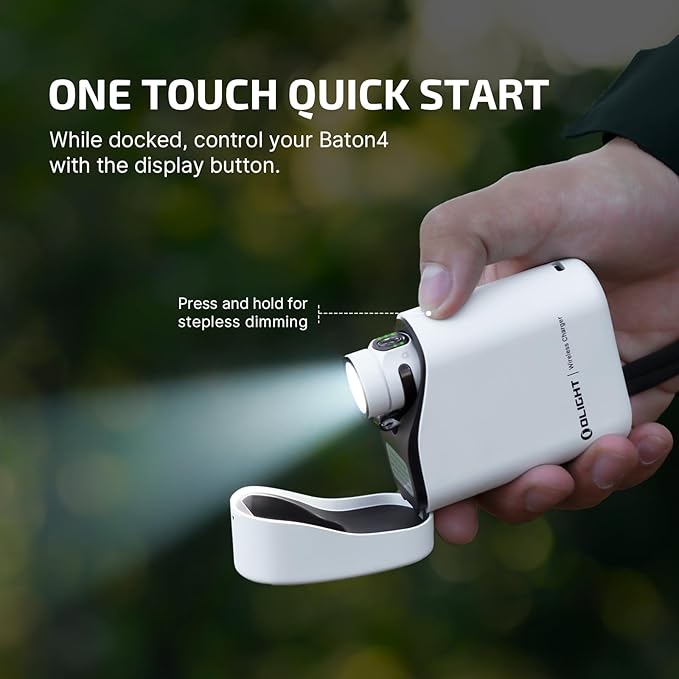 OLIGHT Baton4 Premium Edition EDC Flashlights 1300 Lumens with Type-C Charging Box, Powered by Rechargeable Battery, Small Bright Light for Camping, Emergencies, Outdoors (White)