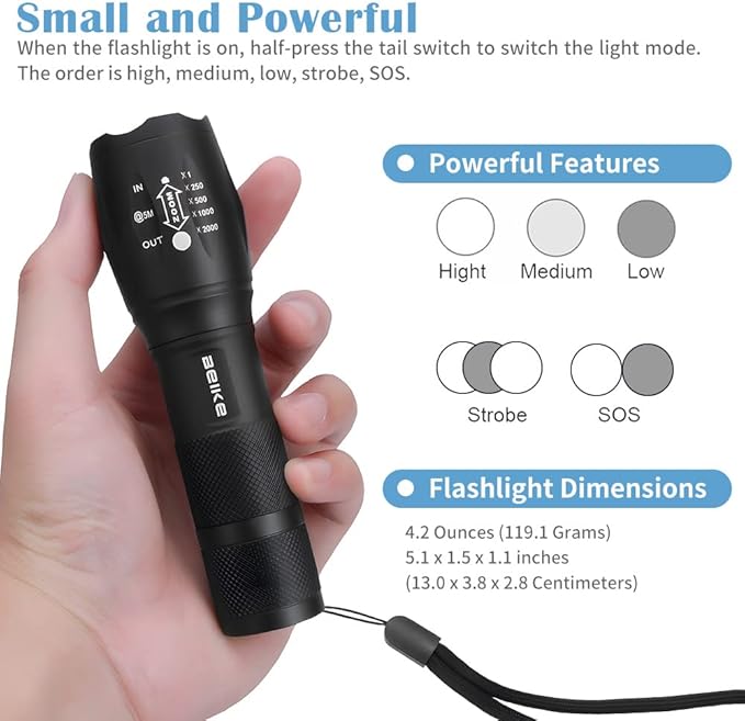 BEIKE Flashlight 2 Pack, Flash Light High Lumens, Small Flashlights Powerful, Super Bright LED Flashlight, Handheld Flashlights for Home, Camping, Emergency, Power Outages, Travel