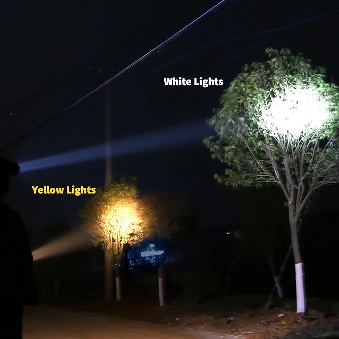 Kitness Powerful Separation LED Headlamp Portable Rechargeable Multifunction Headlight with External Side Light for Camping Hunting Fishing Outdoor (Yellow Light)