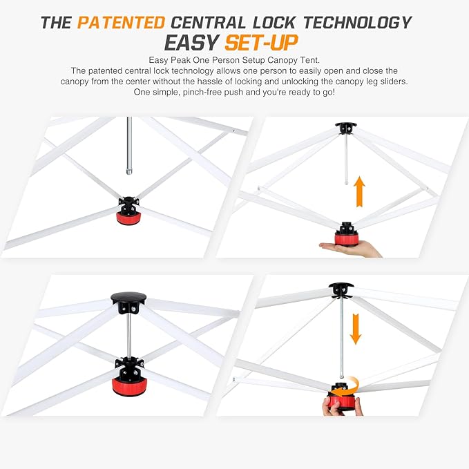 EAGLE PEAK Pop Up Canopy Tent with Wheeled Carry Bag, 8 Stakes, 4 Ropes, 4 Weight Bags, Easy Set Up Tent Canopy, 10x10 ft, 100sqft of Shade, Light Gray