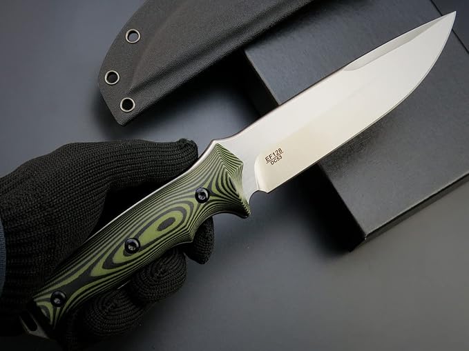 Eafengrow EF128 Fixed Blade Knife DC53 Steel Blade, Two Tone G10 Handle Full Tang Fixed Knifes Straight Knife for Working Camping Hunting Adventure EDC Tool Knife