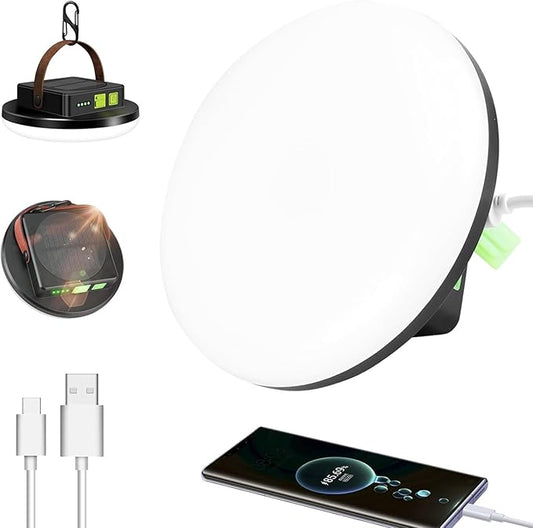 Solar Camping Lantern, Bright USB Rechargeable Camping Light, 4500LM, 4 Light Modes, Waterproof Hanging Tent Light for Camping, Hiking, Power Outages, Hurricane, Cellphone Emergency Charging