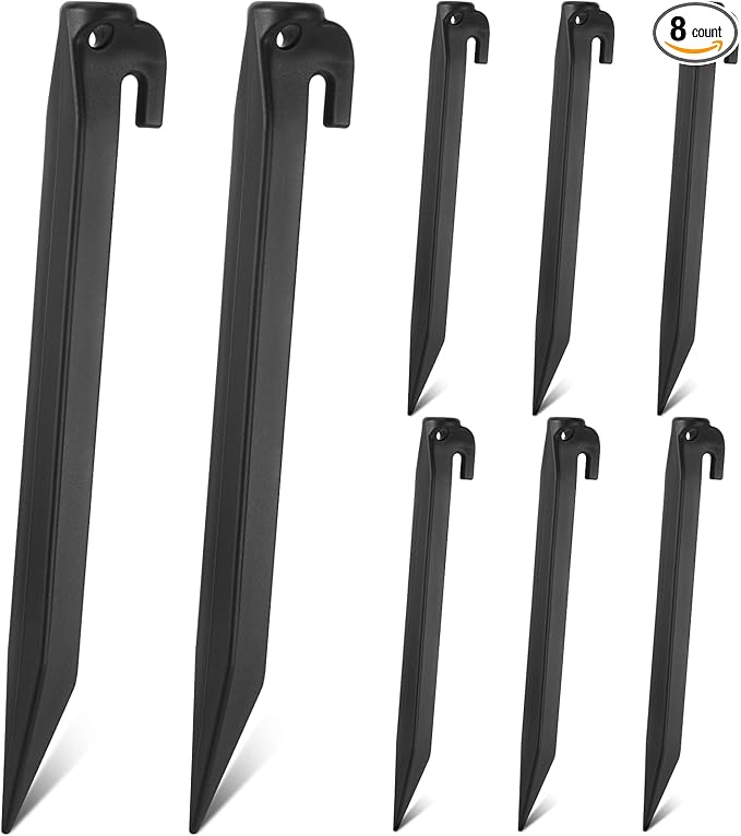 Yalikop 9 Inch Plastic Inflatable Tent Stakes Black Replacement Yard Inflatable Accessories for Camping Tent Pegs Garden Home Decorations