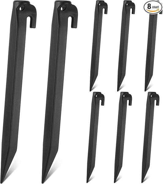 Yalikop 9 Inch Plastic Inflatable Tent Stakes Black Replacement Yard Inflatable Accessories for Camping Tent Pegs Garden Home Decorations
