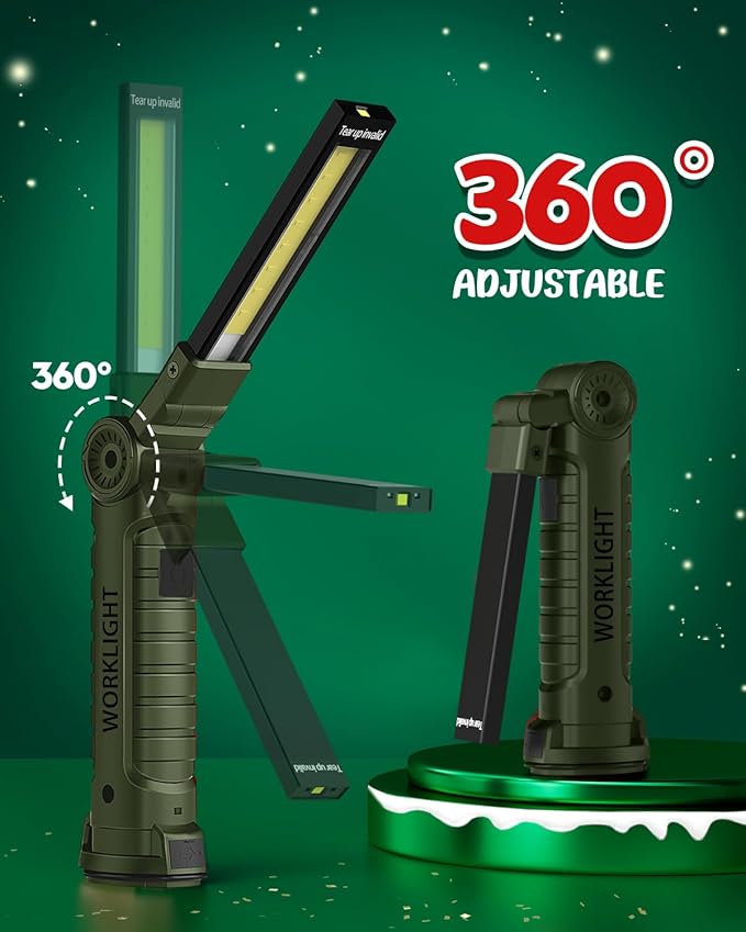 Coquimbo Tool Gifts for Men, Rechargeable LED Work Lights Grill Light with Magnetic Base 5 Modes 360° Rotate Mens Birthday Gifts for Dad Husband Grandpa Boyfriend (4 Pack Green)