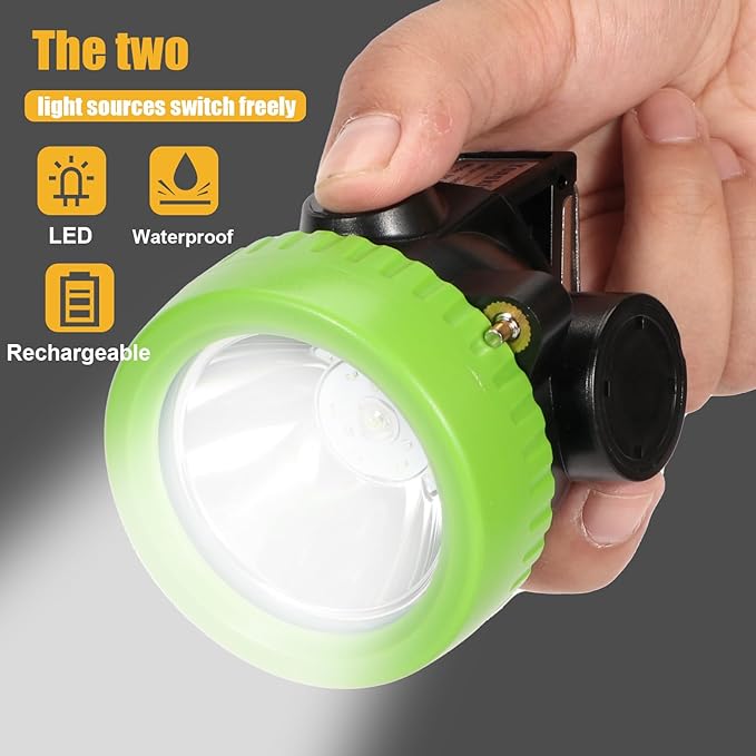 Rechargeable Mining Headlamp with 7 LEDs, Explosion-Proof Cap Light for Coon Hunting, Hard Hat Helmet Flashlight for Mining, Fishing, Hiking, Outdoor Night Work, Waterproof Headlight