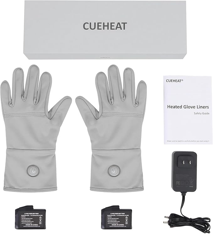 CUEHEAT Heated Glove Liners, Flexible Ultrathin, Touchscreen, 7.4V Rechargeable Battery Electric Heating Thin Gloves