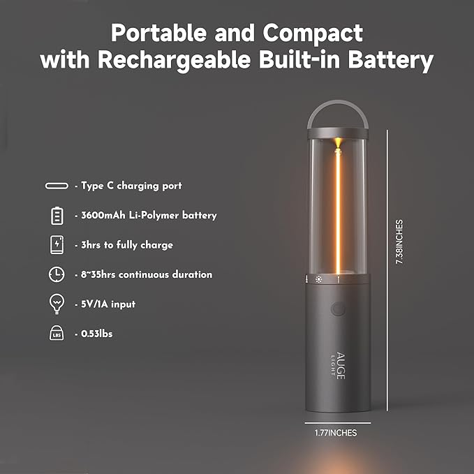 4-in 1 Portable Camping Lantern Rechargeable Camping Lights LED Flashlight with Hidden Hook SOS Mode Ultra-Long Life 35H Ambient Tent Lights for Household Essentials,Hiking,Camp,Outdoor