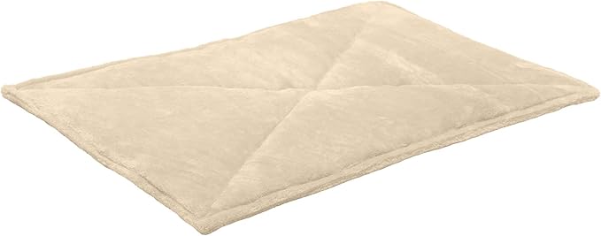 Furhaven ThermaNAP Self-Warming Cat Bed for Indoor Cats & Large/Medium Dogs, Washable & Reflects Body Heat - Quilted Faux Fur Reflective Bed Mat - Cream, Large