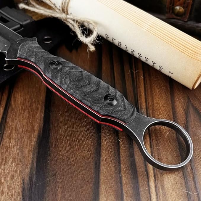 HUAAO Fixed Blade Knife with Kydex Sheath,Razor-Sharp D2 Steel Blade & G10 Handle,Full Tang EDC for Outdoor, Camping, Hiking,Fishing,Gifts for Men