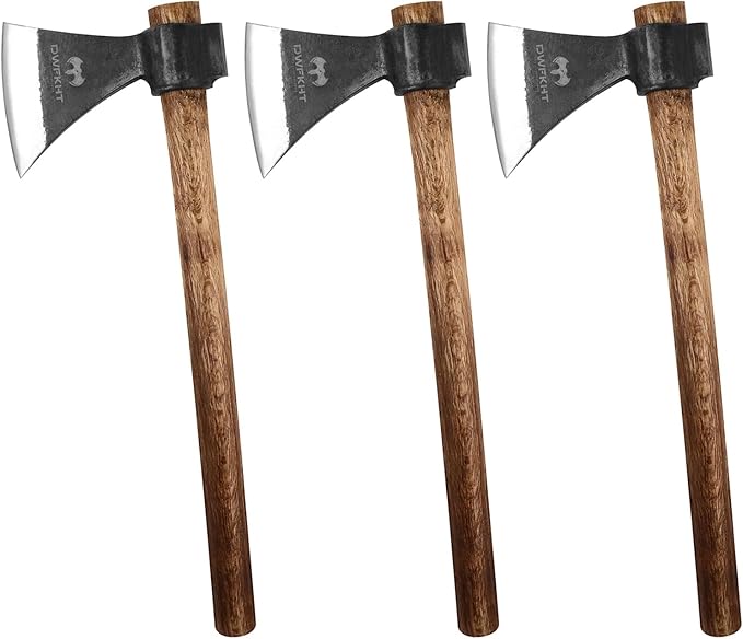 16.5" Throwing Axe, 3 Pack Throwing Axes and Tomahawks with High Carbon Steel & Beech Wood Handle, Well Balanced, Great for Axe Throwiing Game, Recreationb and Competition