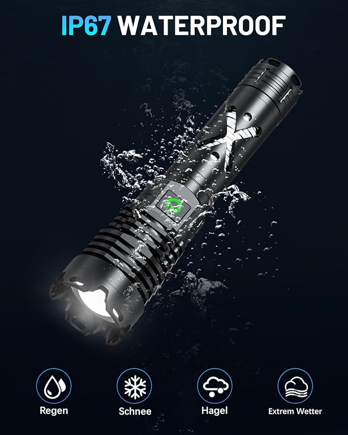 150000 Lumen Rechargeable Flashlight, 5 Modes Mini Handheld Powerful Flashlight, Zoomable Waterproof Tactical Flashlights for Outdoor Hiking Camping Enthusiasts