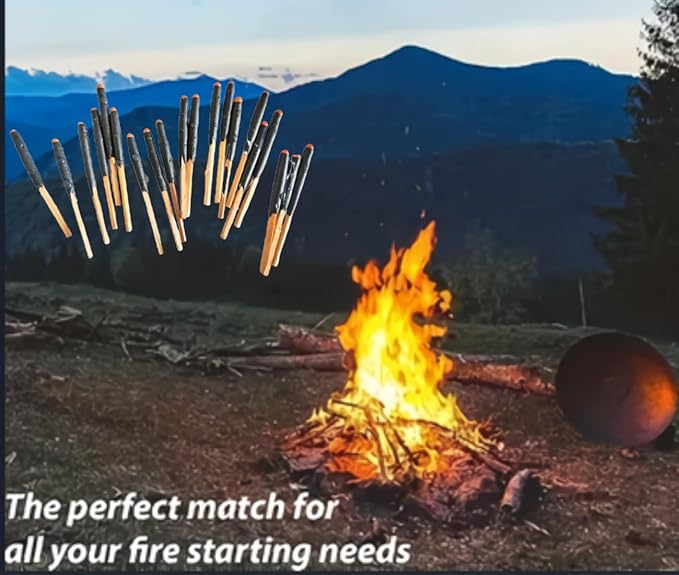 Survival Waterproof Matches Kit – 20/40/60 Fire Matches + Extra Striker in Metal Tin, Waxed Tinder Cords – Stormproof Windproof Fire Starter for Camping & Emergency (1 Tin + Thick Rope)