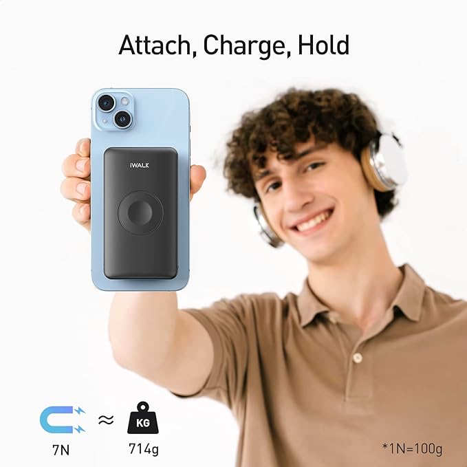 iWALK Magnetic Wireless Power Bank with iWatch Charger,10000mAh PD Fast Charging Portable Charger Compact Battery Pack Compatible with iPhone 17/16/15/14/13/12 Series,Apple Watch Ultra/8/7/6/5/4