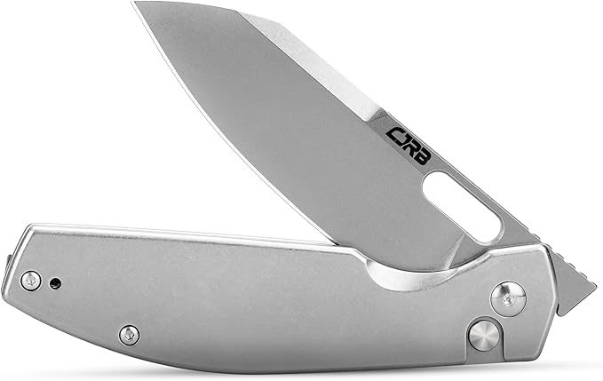CJRB Pocket EDC Knife Ekko(J1929) Button Lock Small Folding Knife AR-RPM9 Steel Blade and Silver Stainless Steel Handle Outdoor for Men Women