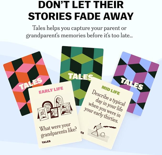 TALES 150 Life Story Interview Kit Cards, Conversation Cards for Families, Parents, Grandparents, Adults, Game Night, Road Trips, Dinner Table, Getting to Know You (New Edition)