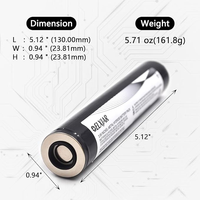 (2-Pack) 3.6V 3000mAh Ni-MH Rechargeable Battery Replacement for Streamlight Stinger DS LED HP XT 75175 75375 PolyStinger Pelican M9 Flashlight