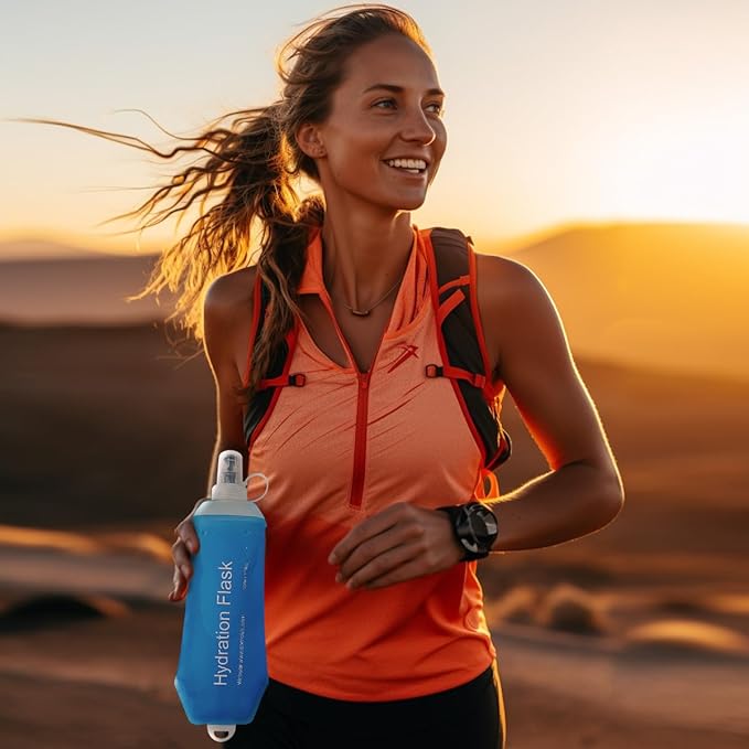 WILDREEDS 500ml Soft Flask, TPU Collapsible Soft Water Bottle for Hydration Pack, Running Vest, Folding Water Bottle for Hiking Cycling Climbing-1Pcs, Blue