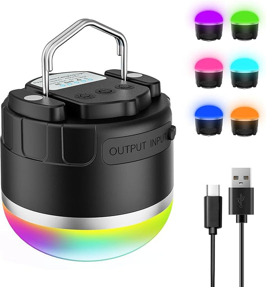 Rechargeable LED Camping Lantern 1000LM,Portable Tent Lights with RGB Color,IP65 Waterproof Camping Lights,Magnetic Base,4000mAH Emergency Hanging Light for Power Outages,Hiking,Tent,Outdoor,Home