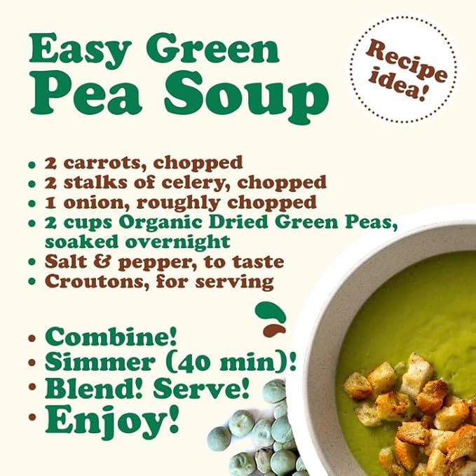 Food to Live Organic Whole Dried Green Peas, 20 Pounds – Non-GMO, Green Vatana, Sproutable, Vegan, Kosher, Bulk. Pre-Soak Needed. Rich in Protein, Fiber. Great for Green Curry, Stews, Salads, Pea Soup