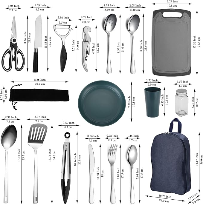 HOMQUEN Camping Essentials Camping Gear Must Haves,Cooking Utensils Set Rv Camping Accessories,Camper Gadgets for Outdoor Hiking Travel Picnic Barbecue Gifts