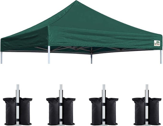 Eurmax USA New 10x10 Pop Up Canopy Replacement Canopy Tent Top Cover, Instant Canopy Top Cover ONLY, Choose 30 Colors,Bonus 4PC Pack Weight Bag (Forest Green)