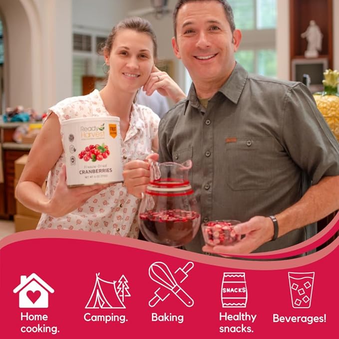 Ready Harvest Dehydrated Food - Cranberries | Dried Fruit | Emergency Snacks | #10 Can | 25-Year Shelf Life | Cans Filled to the Top