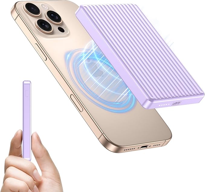Magnetic Power Bank,Ultra Slim Wireless Portable Charger 10000mAh,20W PD Magnetic Power Bank Fast Charging,USB C in&Out Powerbank for iPhone 16/15/14/13/12 Pro Max