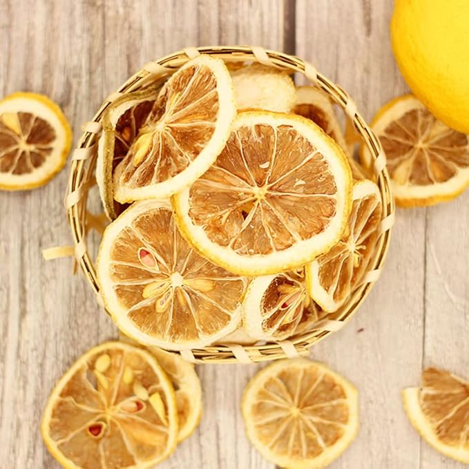 Mkostlich Dried Lemon Slices Bulk, Sour Sweet and Refreshing Citrus Fruit Tea, Natural Dehydrated Lemon Slices for Cocktails Garnish/Tea/Baking, No Sugar Added(500g/17.63oz)