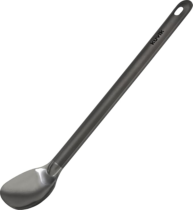 Kuvik Titanium Long Handle Spoon - Ultralight and Compact for Camping and Hiking