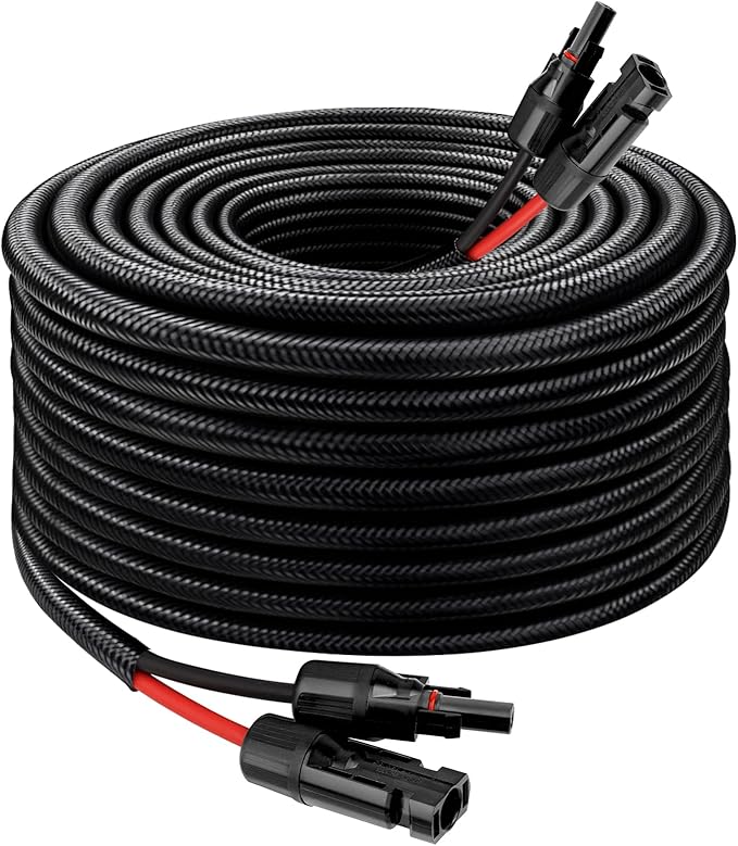 Solar Panel Extension Cable - 10AWG 30FT Solar Wire with Female & Male Waterproof Connector Flame Retardant Protective Sleeving PV Wire for RV, Photovoltaic Systems, Home, Boat, Solar Panels, Car