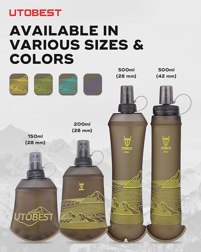 Soft Flask, 1 Pack Flexible TPU Hydration Water Bottle, Collapsible for Running, Hiking, Cycling, Climbing, and Marathon