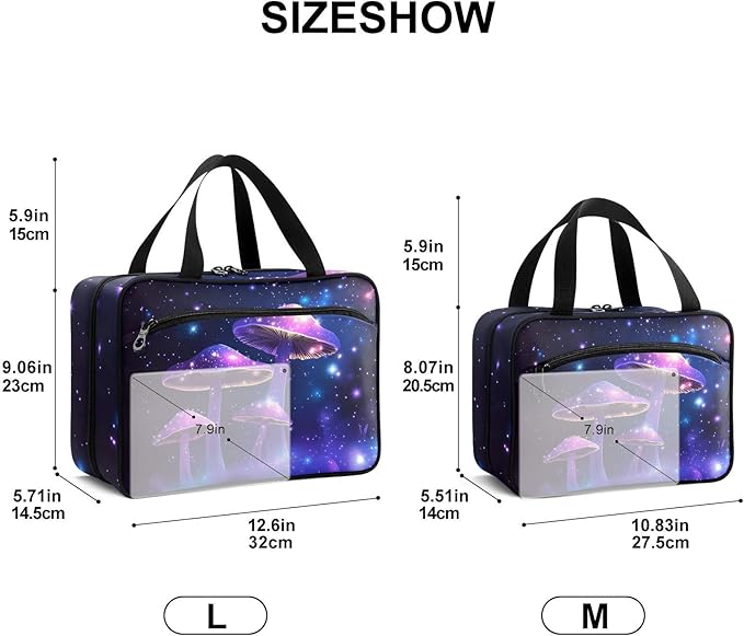 Fustylead Magic Aesthetic Purple Mushrooms and Stars Large Medical Storage Bag with Zipper Empty First Aid Bag Trauma Kit for Traveling Hiking Camping Backpacking